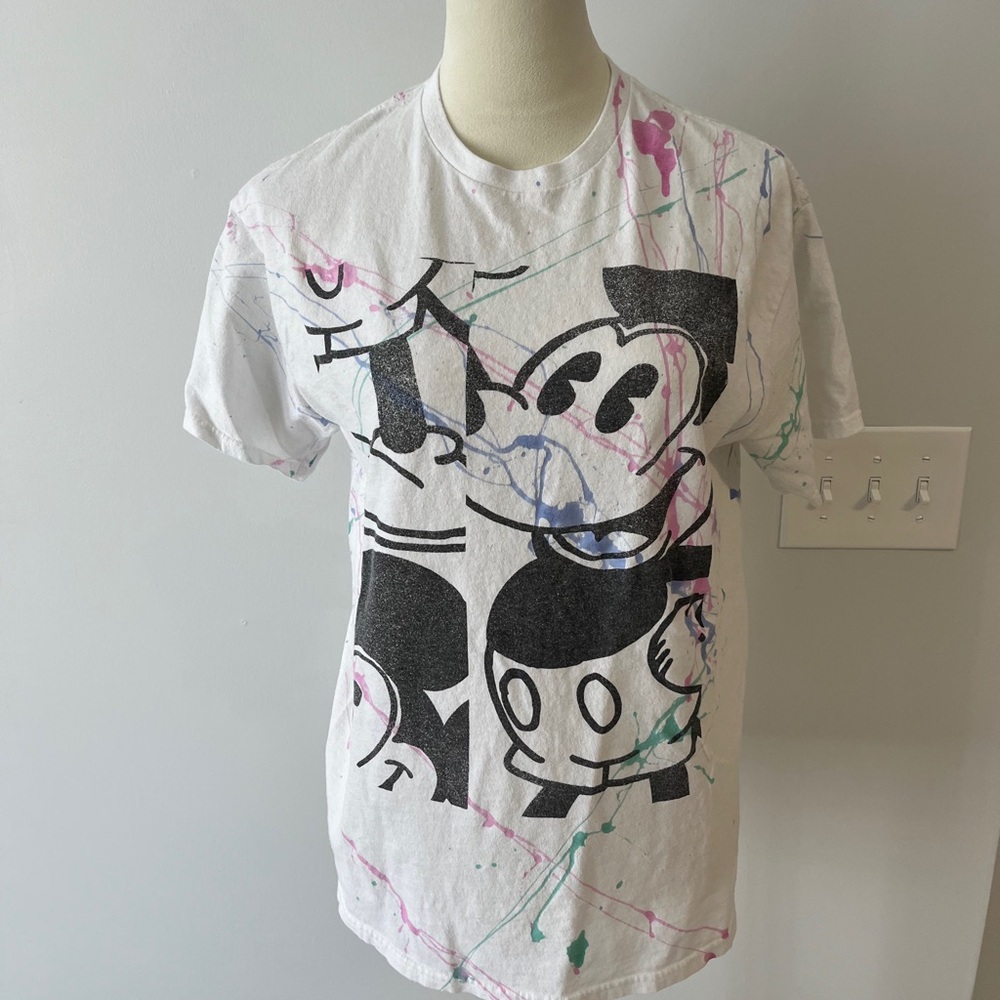 Women’s size medium 100% cotton Mickey Mouse paint splatter short sleeve…
